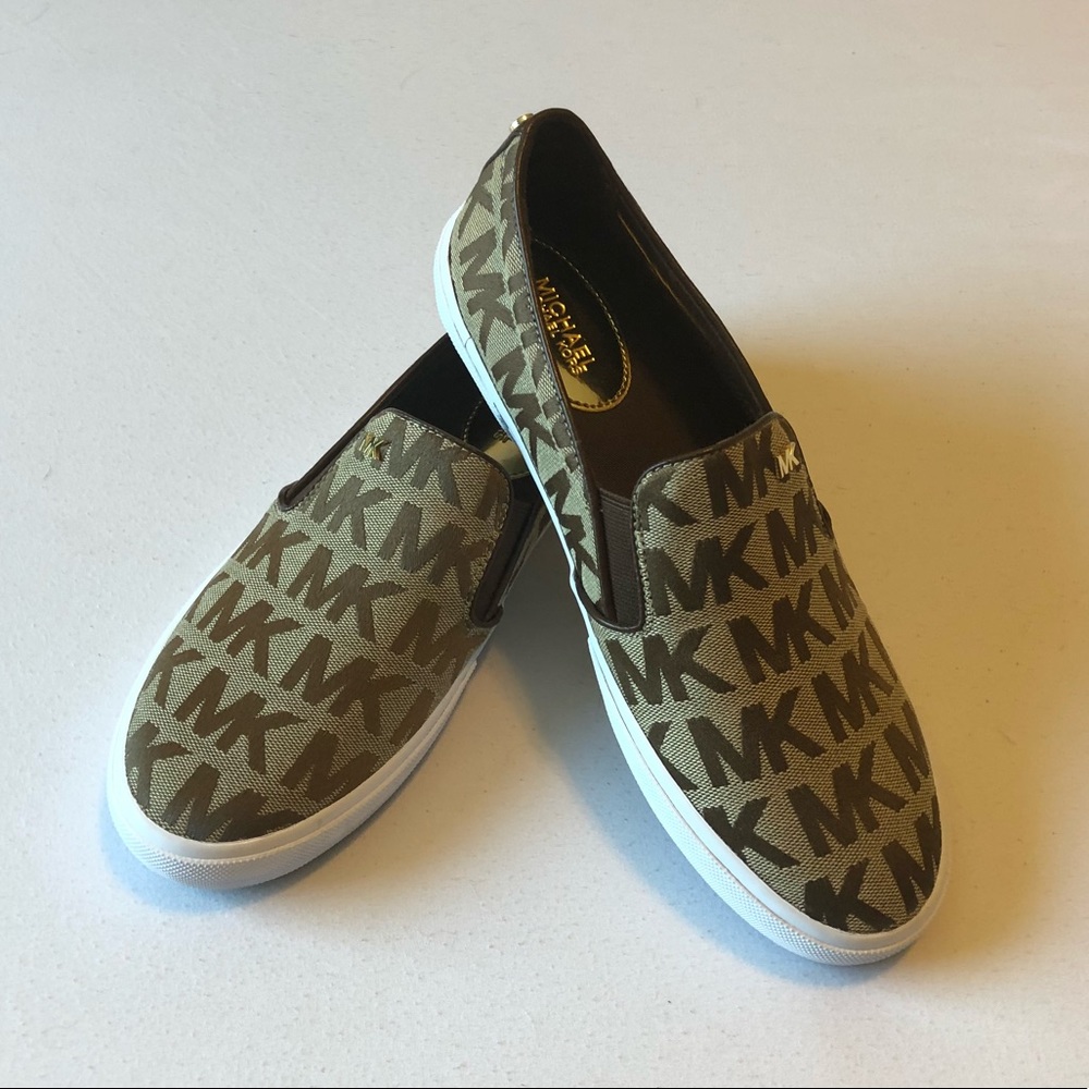 Michael Kors Brown Monogram Slip-On Shoes